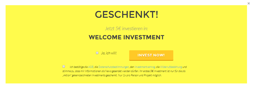 Welcome Investment verschenkt Crowd-Investments